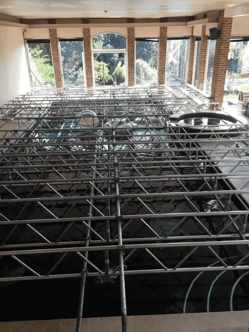 Pinnacle Scaffolding bespoke scaffolding over swimming pool